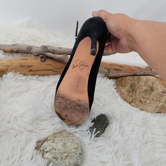 Sam edelman black suede leather peep toe platform heels - Picture 8 of 16